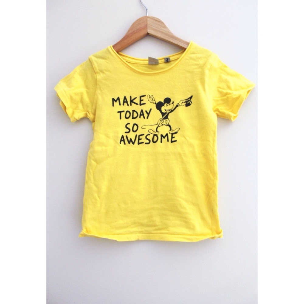 • DISNEY GIRLS YELLOW MAKE TODAY AWESOME TEE • - Picture 1 of 2